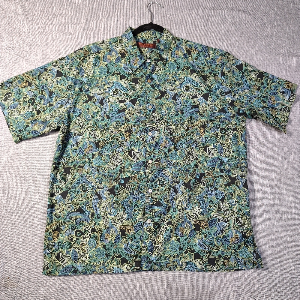 Tori Richard Honolulu Shirt Size XL Short Sleeve AOP Button Down Tropical‎ Green